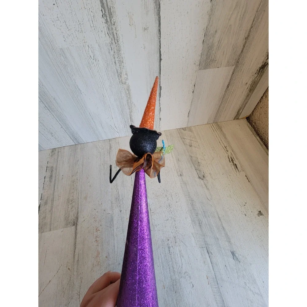 Pier 1 Halloween cat treat glitter witch unique star home decor figure